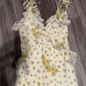 Steve Madden Cream Dress with Yellow and Purple Floral Print